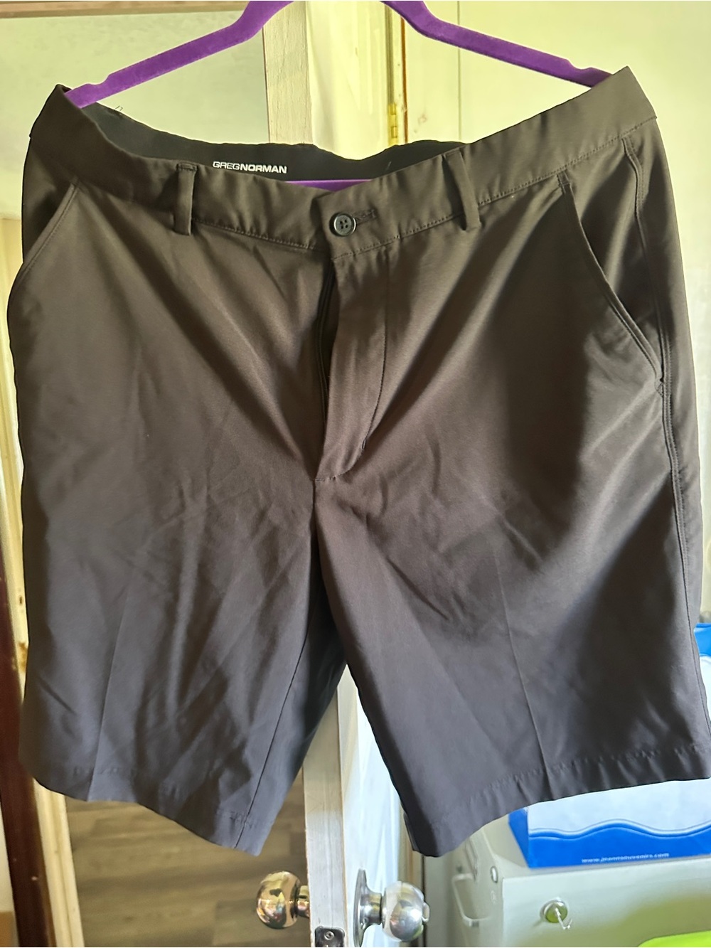 Greg Norman Collection Black Flat-Front Performance Shorts